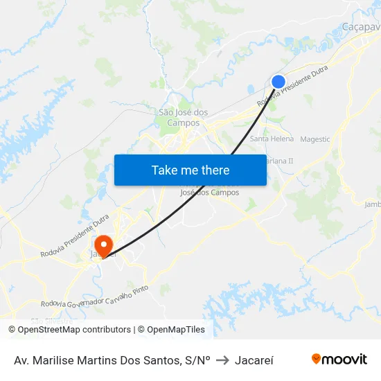 Av. Marilise Martins Dos Santos, S/Nº to Jacareí map
