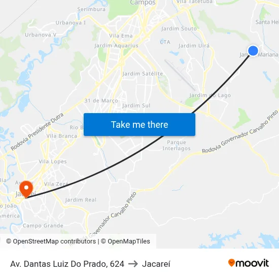 Av. Dantas Luiz Do Prado, 624 to Jacareí map