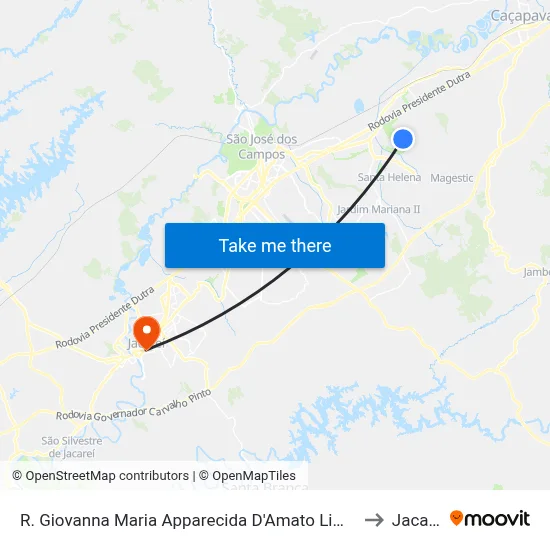 R. Giovanna Maria Apparecida D'Amato Lima, 143 to Jacareí map