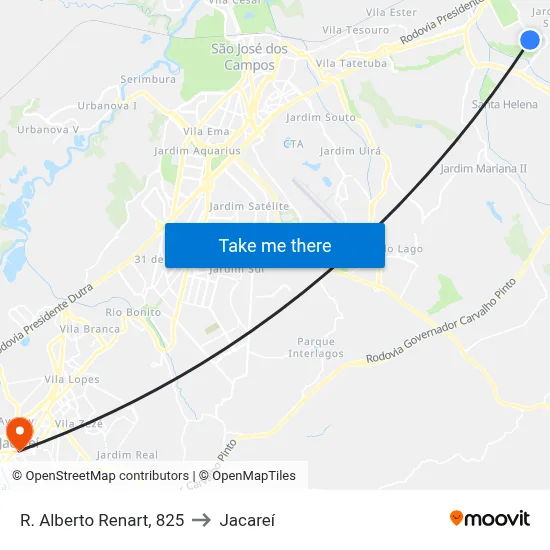 R. Alberto Renart, 825 to Jacareí map