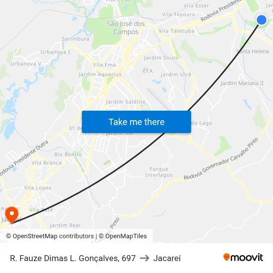 R. Fauze Dimas L. Gonçalves, 697 to Jacareí map