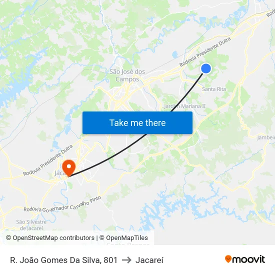 R. João Gomes Da Silva, 801 to Jacareí map