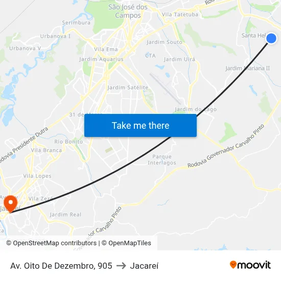 Av. Oito De Dezembro, 905 to Jacareí map