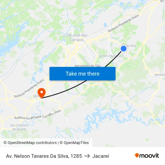 Av. Nelson Tavares Da Silva, 1285 to Jacareí map