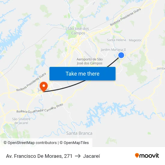 Av. Francisco De Moraes, 271 to Jacareí map