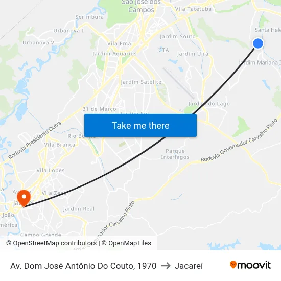 Av. Dom José Antônio Do Couto, 1970 to Jacareí map