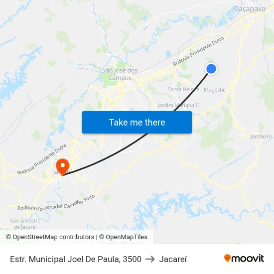 Estr. Municipal Joel De Paula, 3500 to Jacareí map