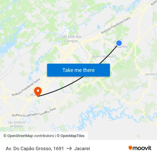Av. Do Capão Grosso, 1691 to Jacareí map