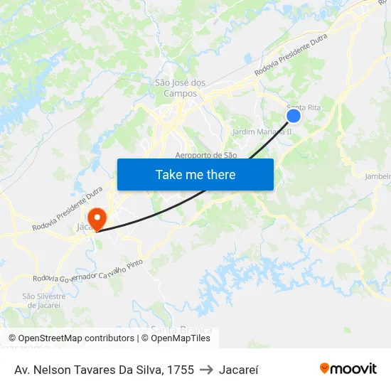 Av. Nelson Tavares Da Silva, 1755 to Jacareí map