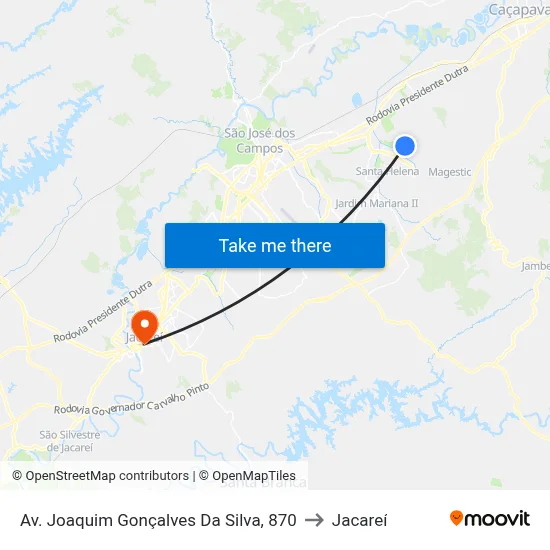 Av. Joaquim Gonçalves Da Silva, 870 to Jacareí map