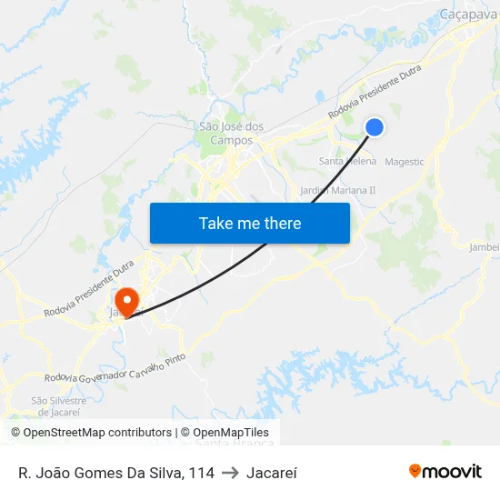 R. João Gomes Da Silva, 114 to Jacareí map