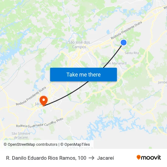 R. Danilo Eduardo Rios Ramos, 100 to Jacareí map