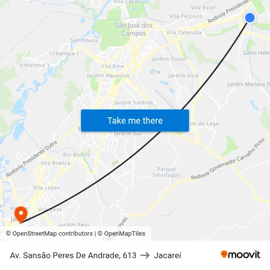 Av. Sansão Peres De Andrade, 613 to Jacareí map