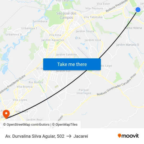 Av. Durvalina Silva Aguiar, 502 to Jacareí map