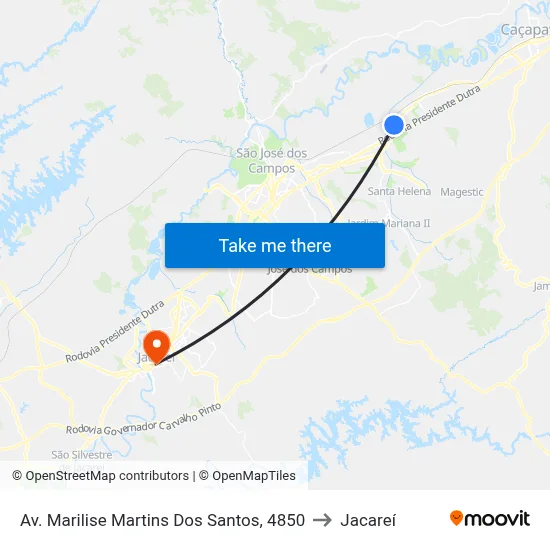 Av. Marilise Martins Dos Santos, 4850 to Jacareí map