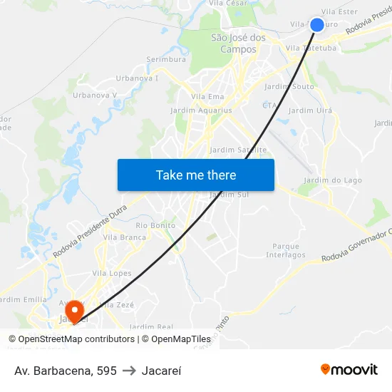 Av. Barbacena, 595 to Jacareí map