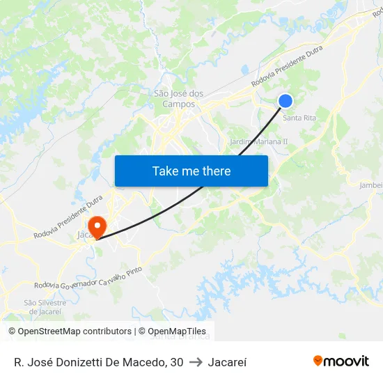 R. José Donizetti De Macedo, 30 to Jacareí map