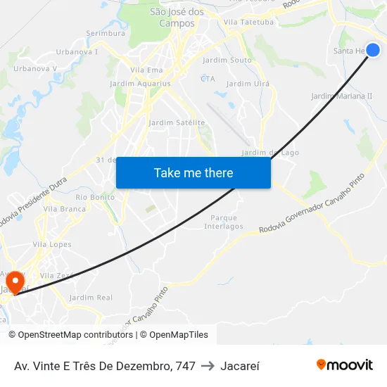 Av. Vinte E Três De Dezembro, 747 to Jacareí map