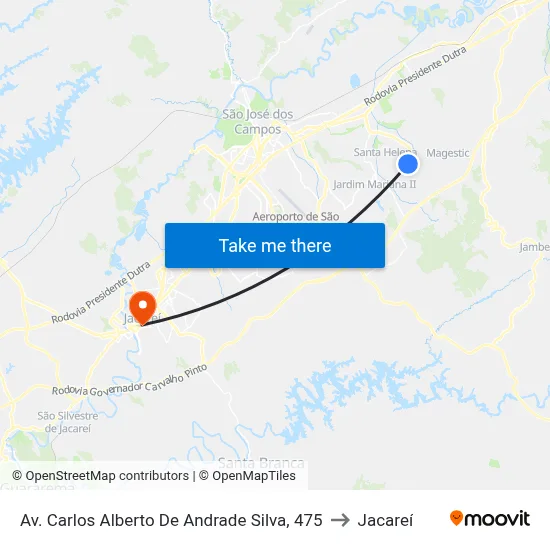 Av. Carlos Alberto De Andrade Silva, 475 to Jacareí map