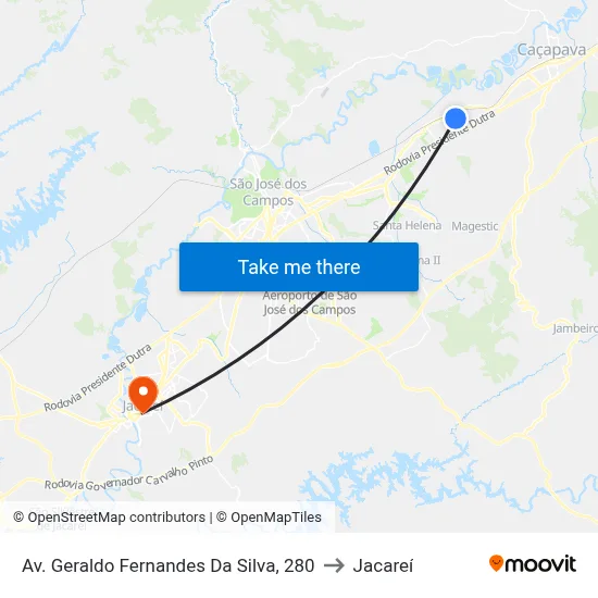 Av. Geraldo Fernandes Da Silva, 280 to Jacareí map