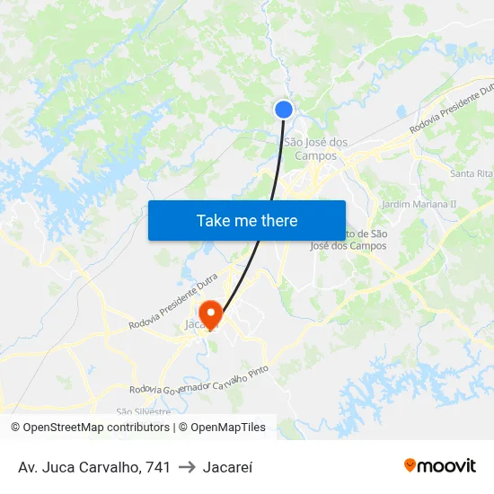 Av. Juca Carvalho, 741 to Jacareí map