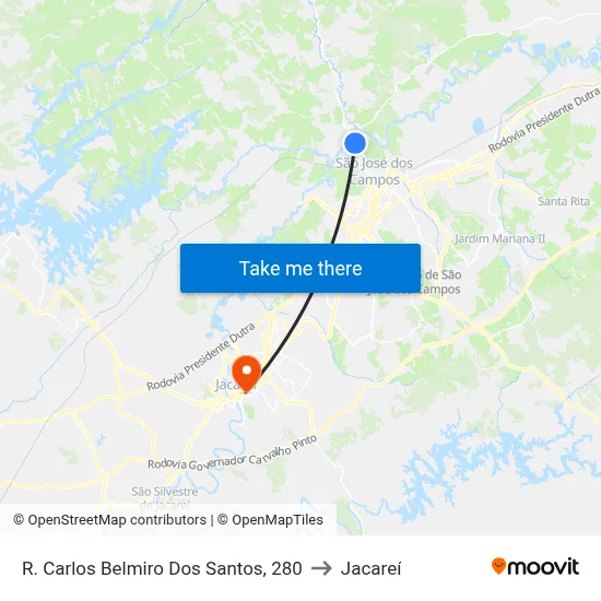 R. Carlos Belmiro Dos Santos, 280 to Jacareí map