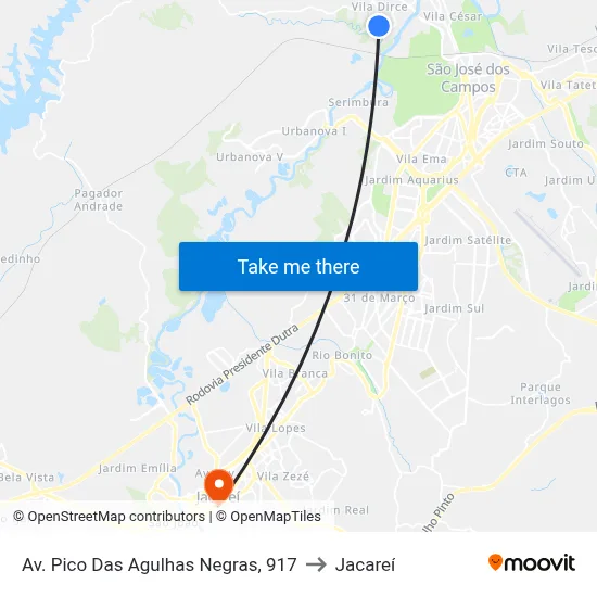 Av. Pico Das Agulhas Negras, 917 to Jacareí map