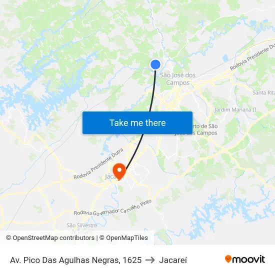 Av. Pico Das Agulhas Negras, 1625 to Jacareí map