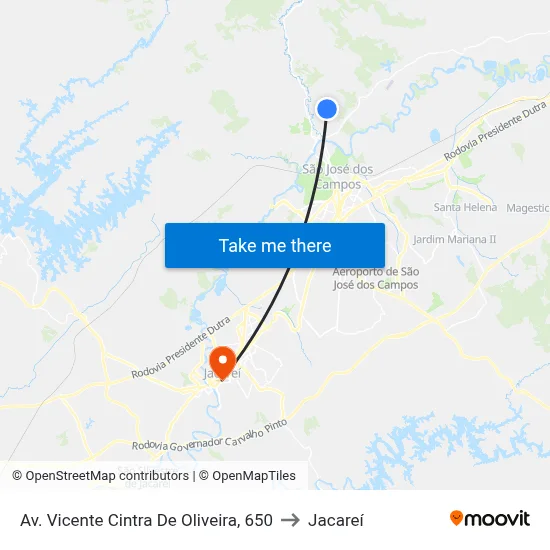 Av. Vicente Cintra De Oliveira, 650 to Jacareí map