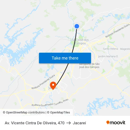 Av. Vicente Cintra De Oliveira, 470 to Jacareí map
