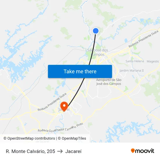 R. Monte Calvário, 205 to Jacareí map