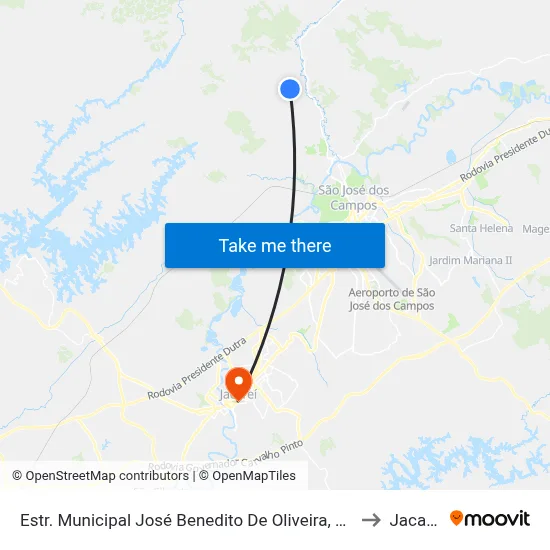 Estr. Municipal José Benedito De Oliveira, 1529 to Jacareí map