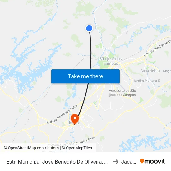 Estr. Municipal José Benedito De Oliveira, 1938 to Jacareí map