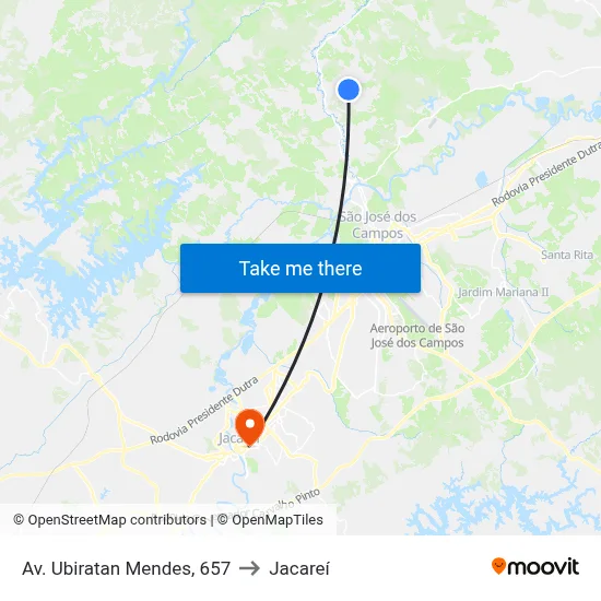 Av. Ubiratan Mendes, 657 to Jacareí map