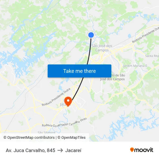 Av. Juca Carvalho, 845 to Jacareí map