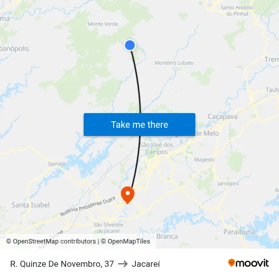 R. Quinze De Novembro, 37 to Jacareí map