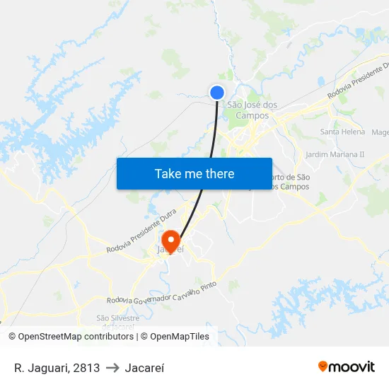 R. Jaguari, 2813 to Jacareí map
