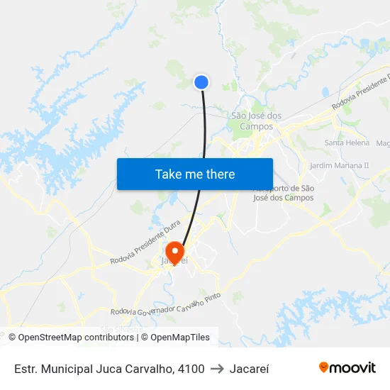 Estr. Municipal Juca Carvalho, 4100 to Jacareí map