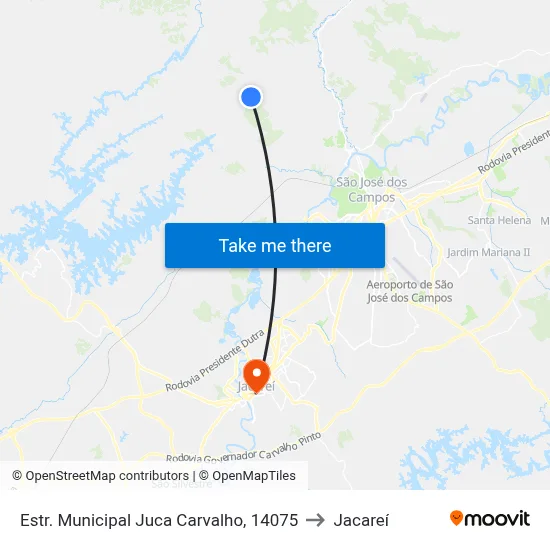 Estr. Municipal Juca Carvalho, 14075 to Jacareí map