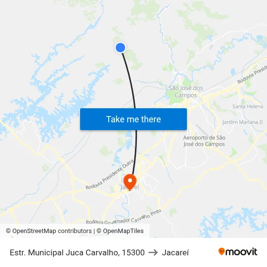 Estr. Municipal Juca Carvalho, 15300 to Jacareí map