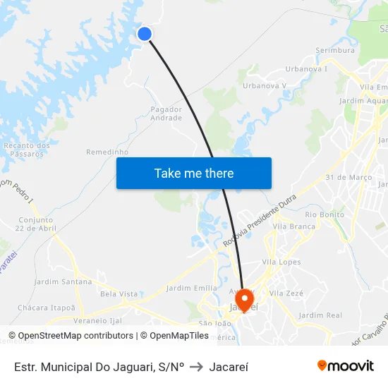 Estr. Municipal Do Jaguari, S/Nº to Jacareí map