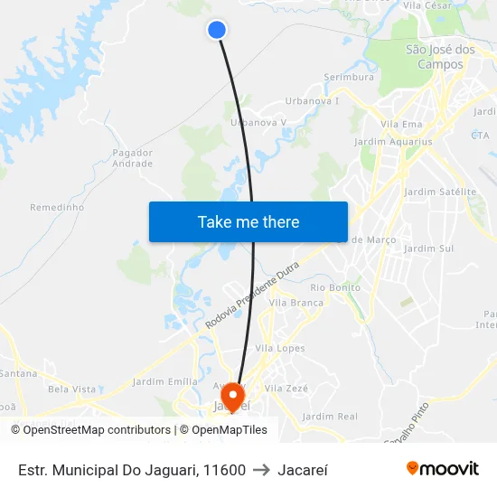 Estr. Municipal Do Jaguari, 11600 to Jacareí map