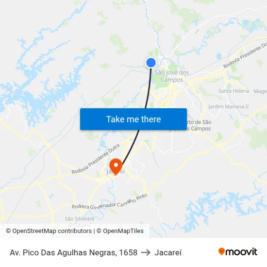 Av. Pico Das Agulhas Negras, 1658 to Jacareí map