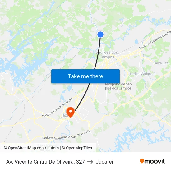 Av. Vicente Cintra De Oliveira, 327 to Jacareí map