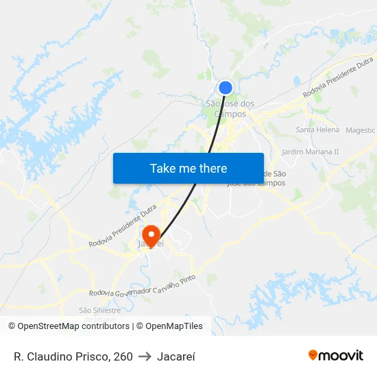 R. Claudino Prisco, 260 to Jacareí map