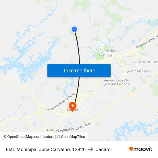 Estr. Municipal Juca Carvalho, 12820 to Jacareí map