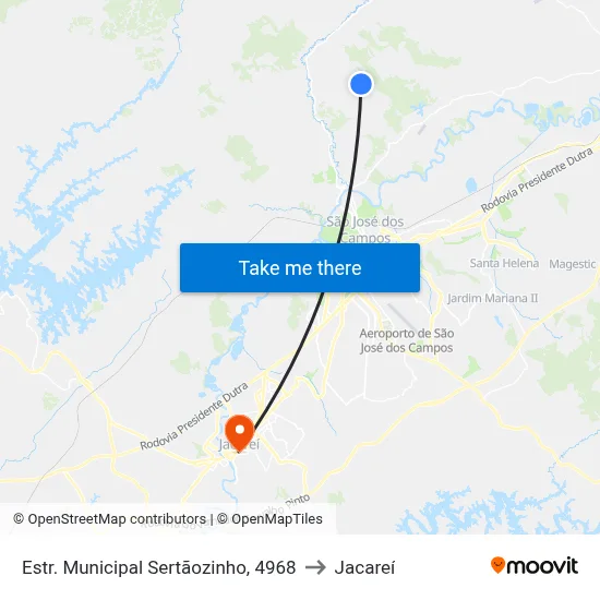 Estr. Municipal Sertãozinho, 4968 to Jacareí map