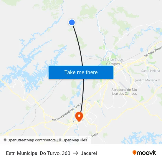Estr. Municipal Do Turvo, 360 to Jacareí map