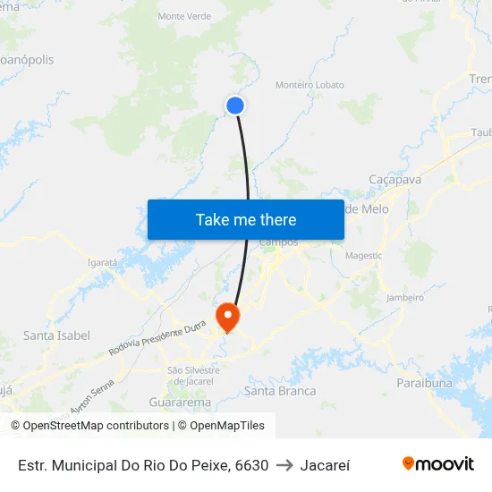 Estr. Municipal Do Rio Do Peixe, 6630 to Jacareí map