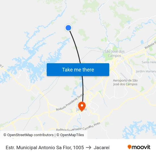 Estr. Municipal Antonio Sa Flor, 1005 to Jacareí map